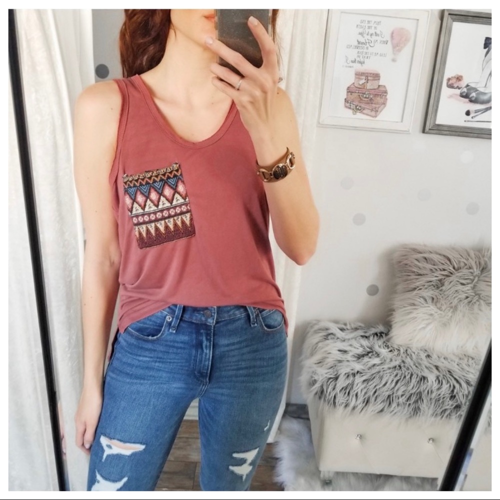 POL Slinky Pocket Tank Top Sz M